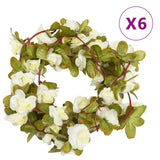 Christmas flower garlands 6 pcs white 250cm