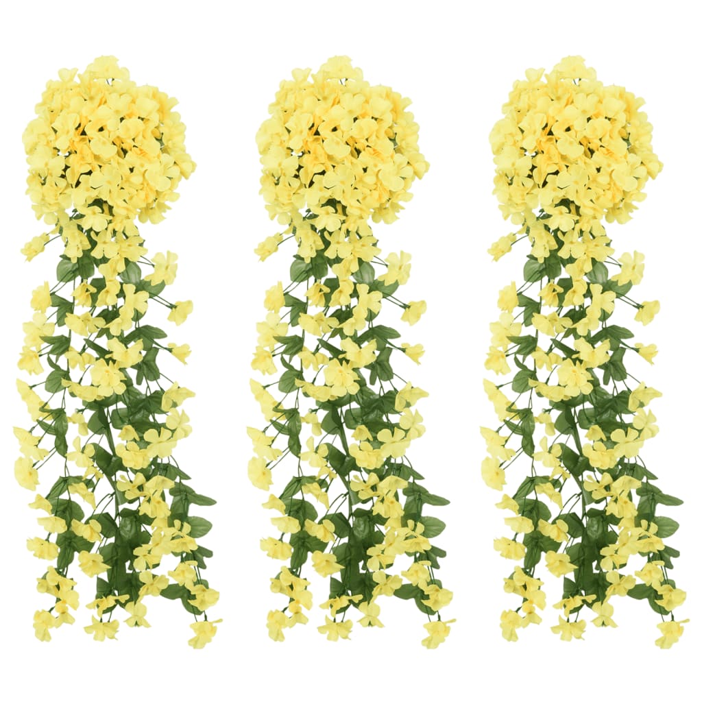 Guirlandes de fleurs de Noël 3 pcs jaune 85 cm