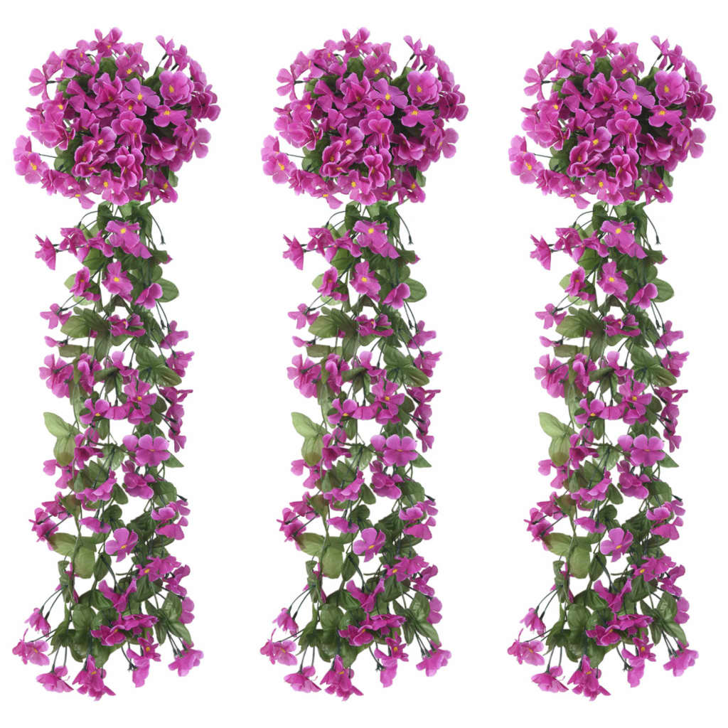 Christmas Flower Garlands 3pcs Light Purple 85cm