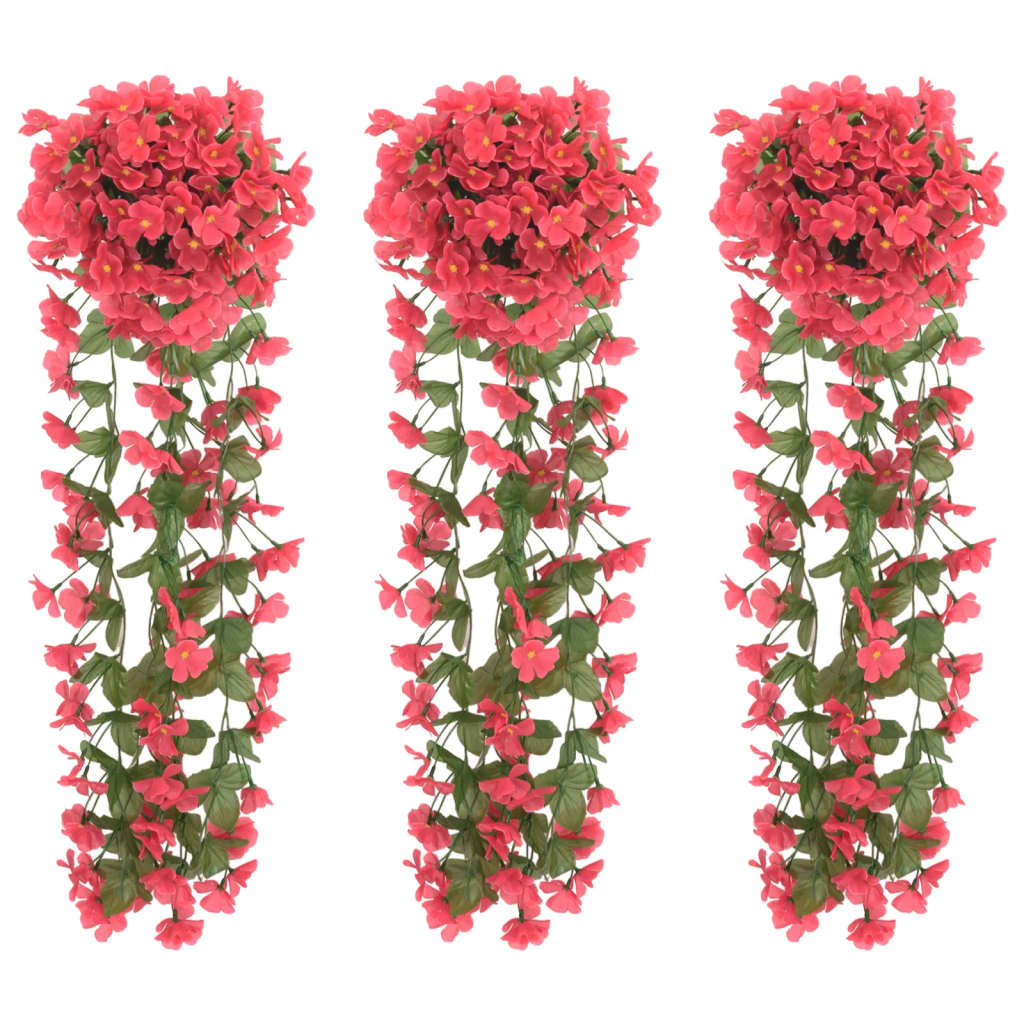 Guirlandes de fleurs de Noël 3 pcs rose 85 cm