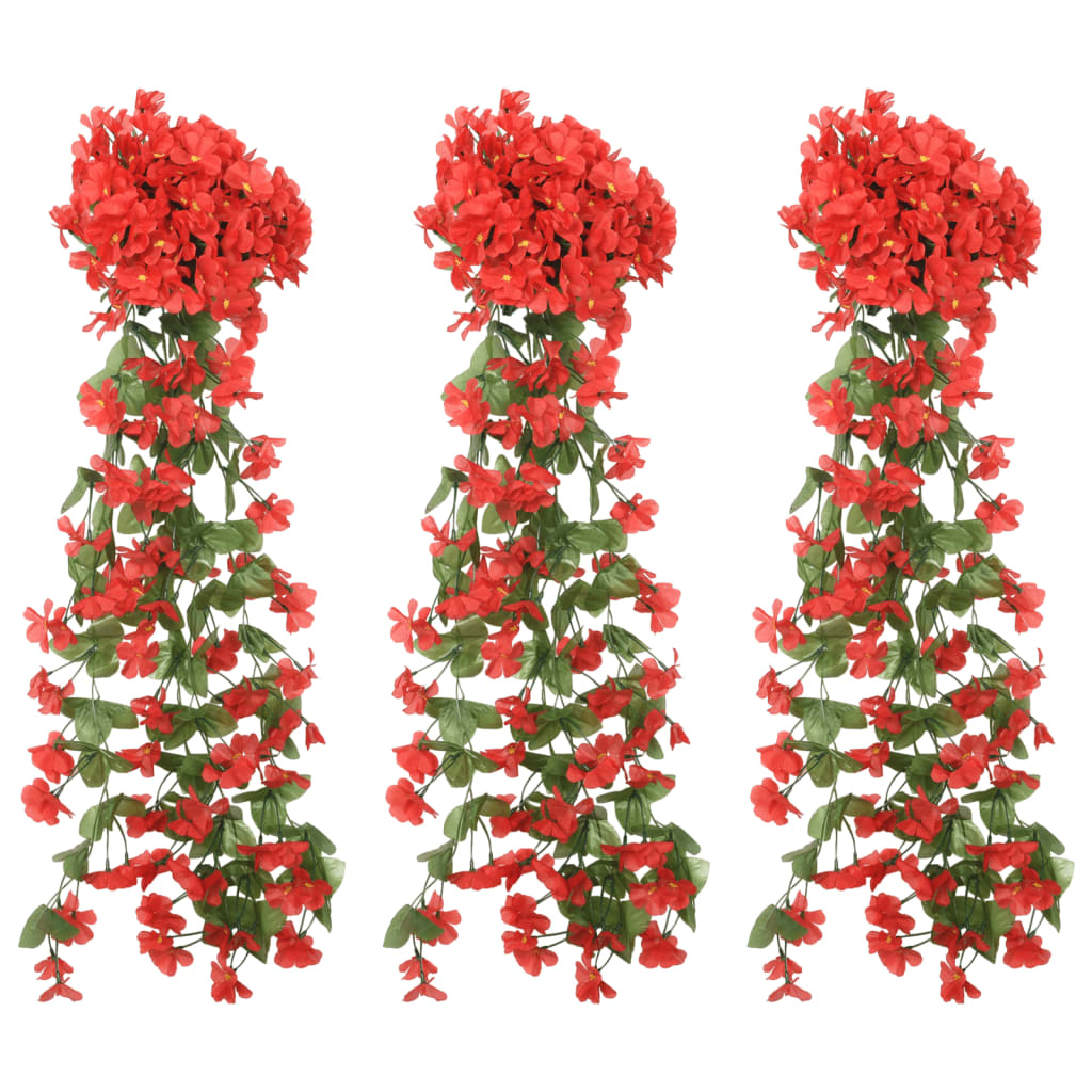 Guirlandes de fleurs de Noël 3 pcs rouge 85 cm