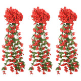 Guirlandes de fleurs de Noël 3 pcs rouge 85 cm