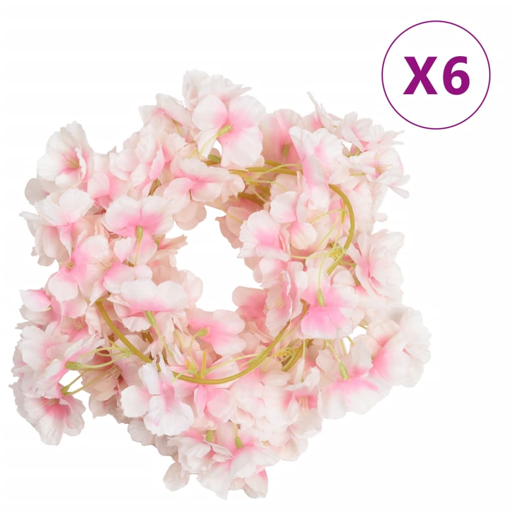 Christmas Flower Garlands 6pcs Light Pink 180cm