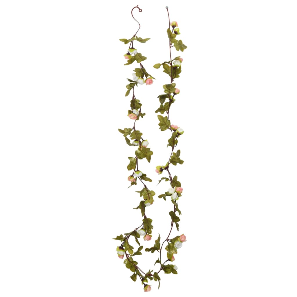 Guirlandes de fleurs de Noël 6 pcs champagne 215 cm