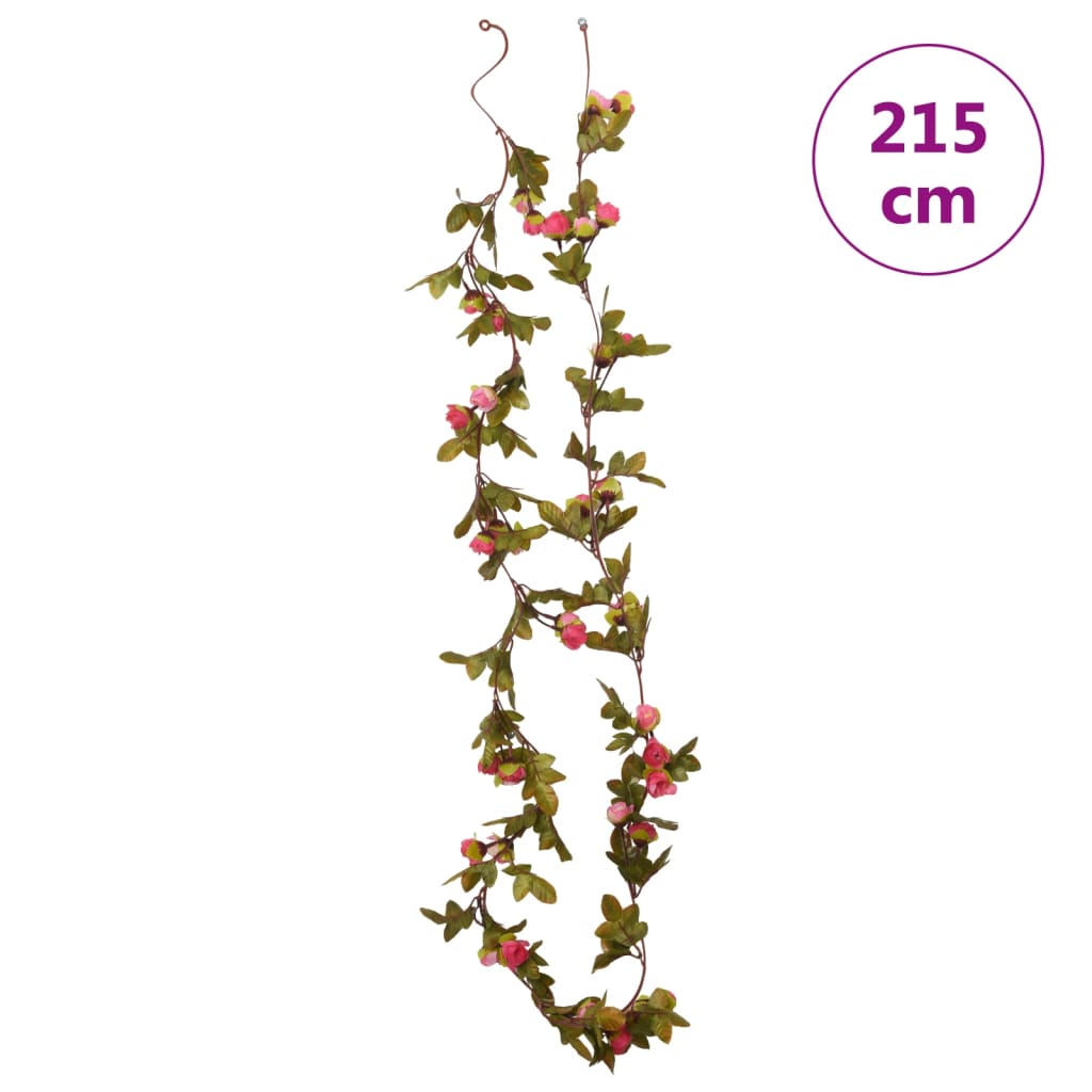 Guirlandes de fleurs de Noël 6 pcs rose 215 cm