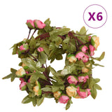 Christmas flower garlands 6 pcs pink 215cm