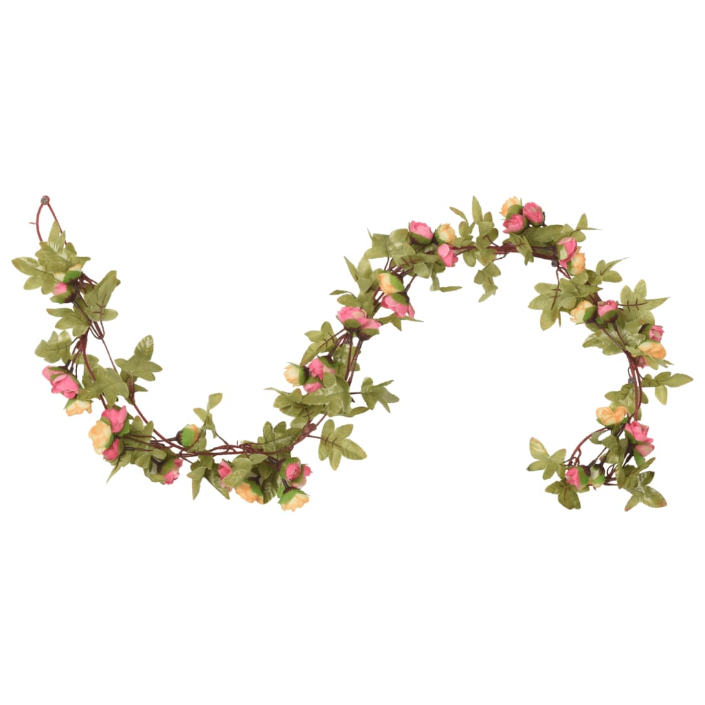 Christmas flower garlands 6 pcs pink 215cm