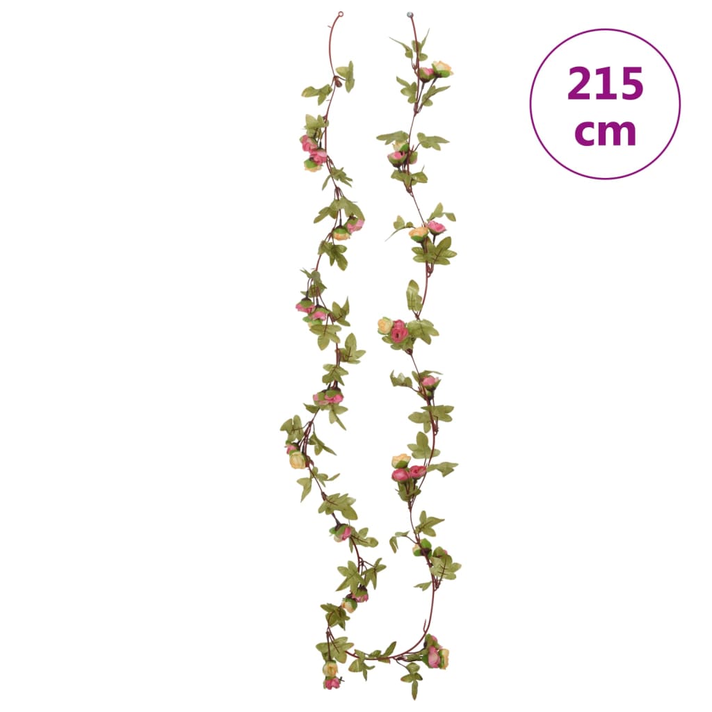 Christmas flower garlands 6 pcs pink 215cm