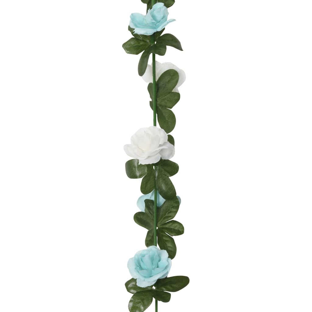 Guirlandes de fleurs de Noël 6 pcs bleu et blanc 240 cm