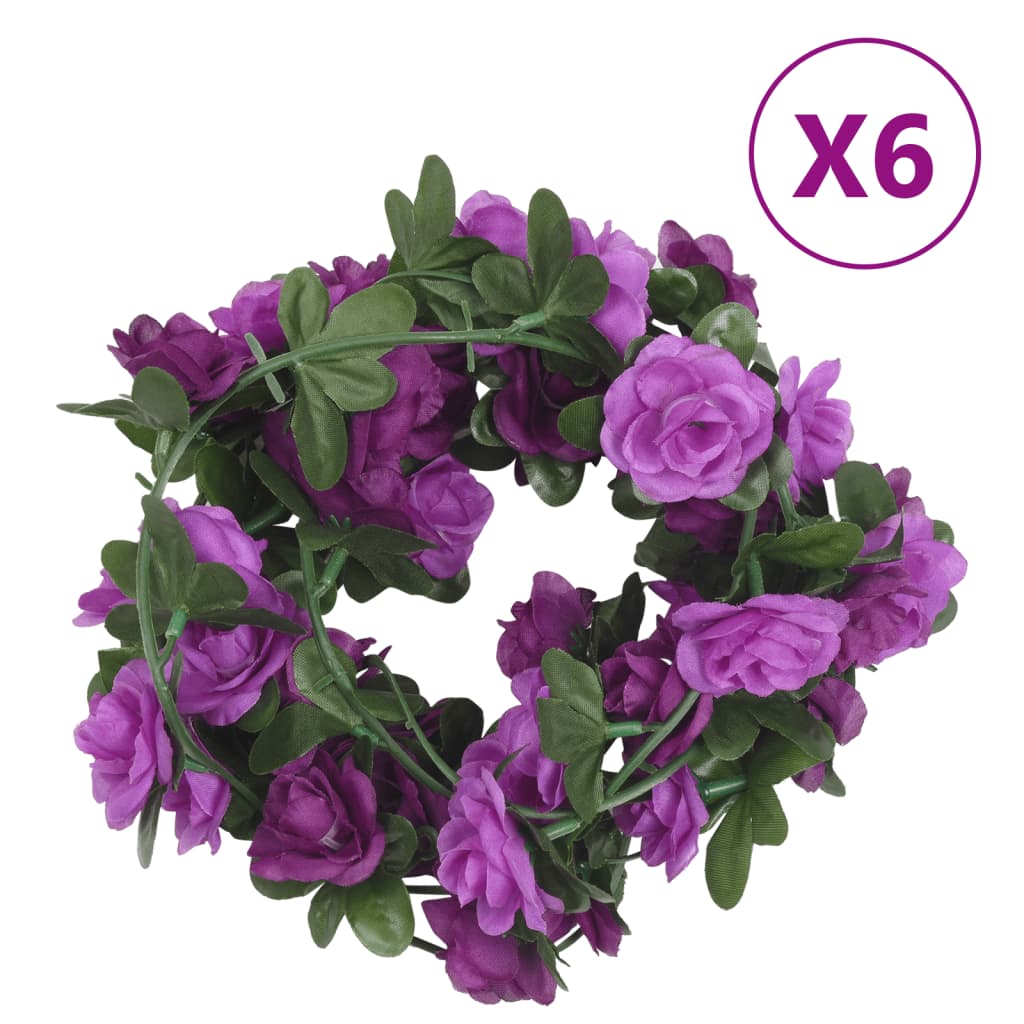 Guirlandes de fleurs artificielles 6 pcs violet clair 240 cm