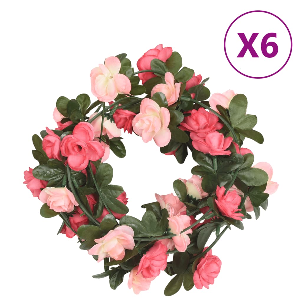 Christmas flower garlands 6 pcs pink 240cm