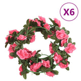 Guirlandes de fleurs de Noël 6 pcs rose 240 cm