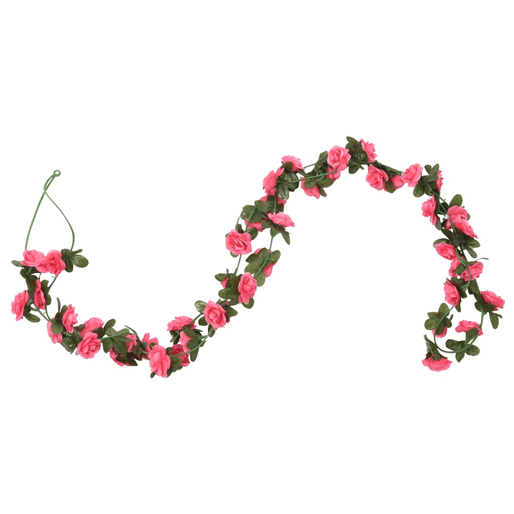 Guirlandes de fleurs de Noël 6 pcs rose 240 cm