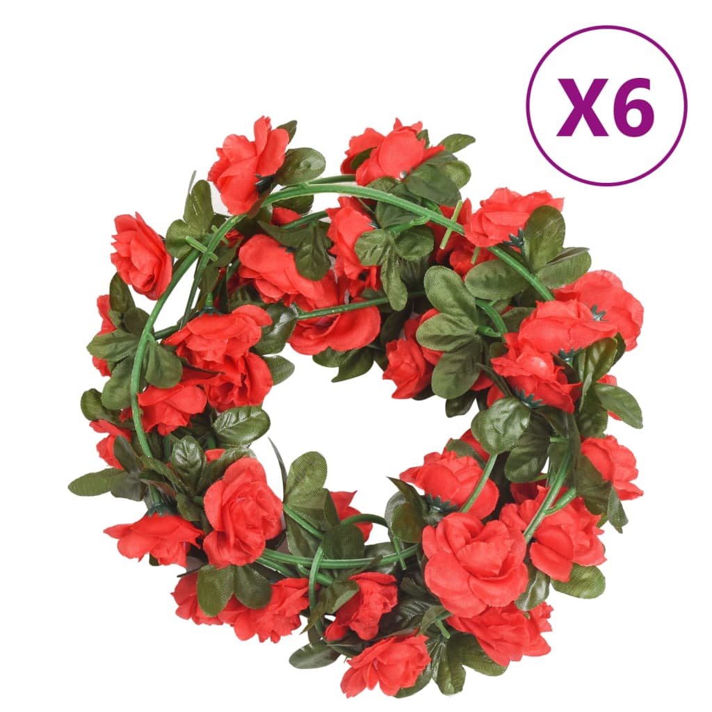 Guirlandes de fleurs de Noël 6 pcs rouge 240 cm