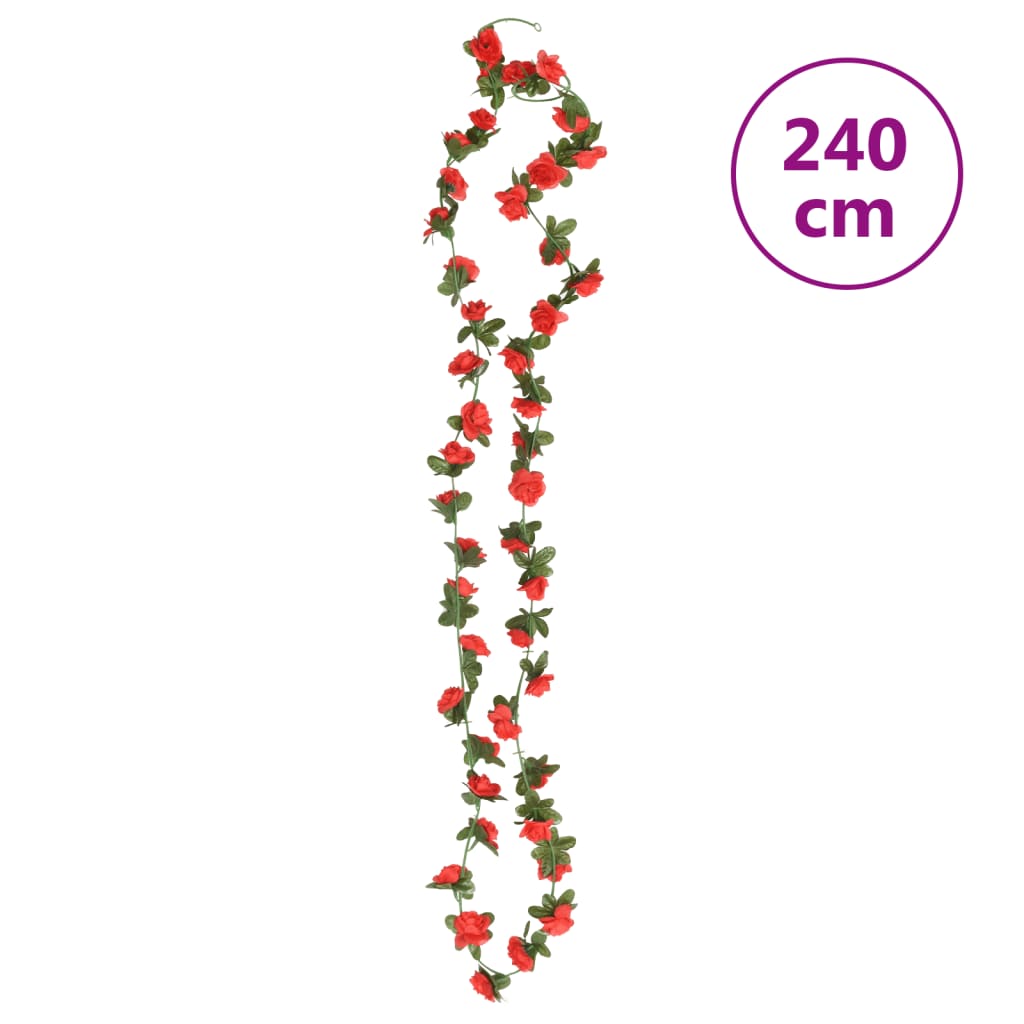 Guirlandes de fleurs de Noël 6 pcs rouge 240 cm