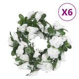 Christmas flower garlands 6 pcs white 240cm