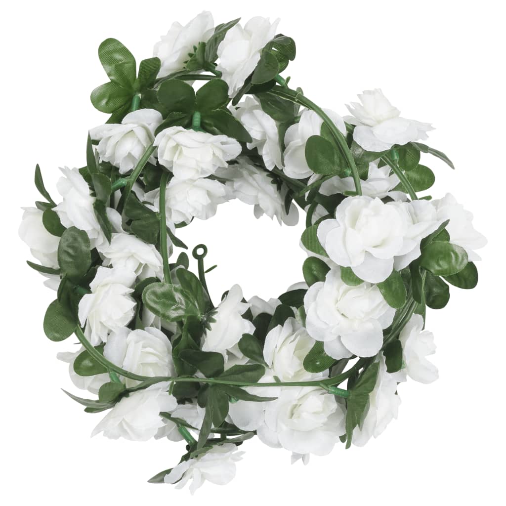 Christmas flower garlands 6 pcs white 240cm