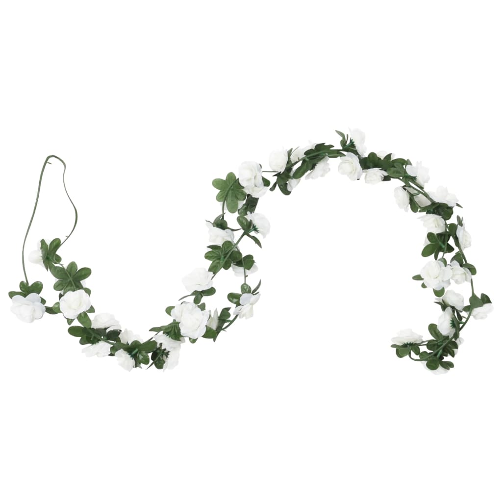 Christmas flower garlands 6 pcs white 240cm