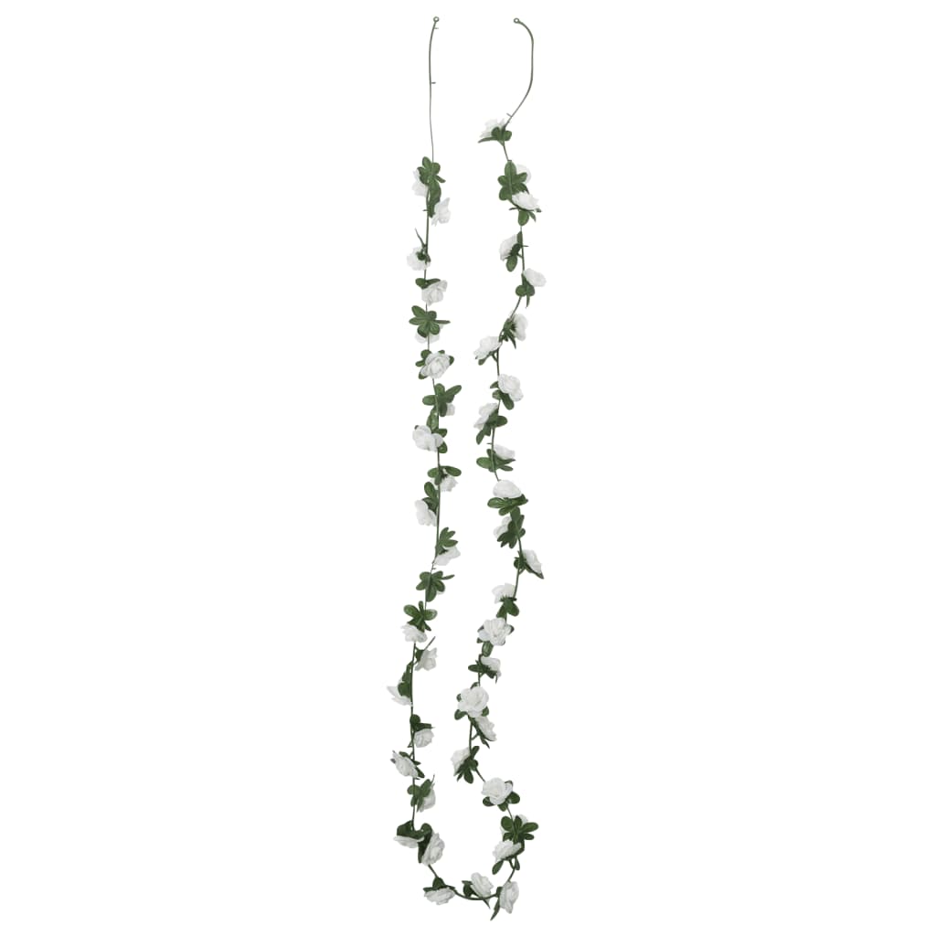 Christmas flower garlands 6 pcs white 240cm