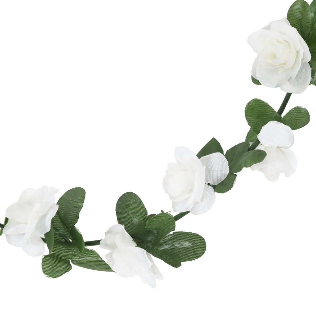 Christmas flower garlands 6 pcs white 240cm