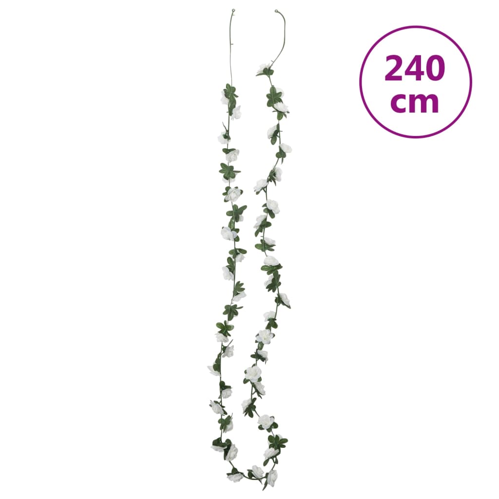 Christmas flower garlands 6 pcs white 240cm