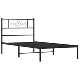 Cadre de lit métal sans matelas avec tête de lit noir 80x200 cm