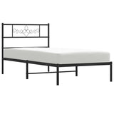 Cadre de lit métal sans matelas avec tête de lit noir 80x200 cm