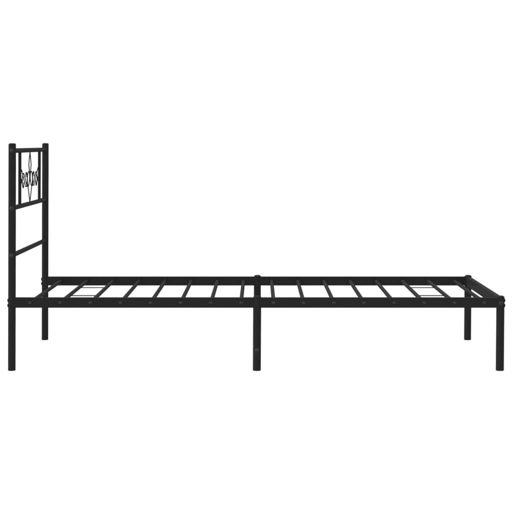 Cadre de lit métal sans matelas avec tête de lit noir 80x200 cm