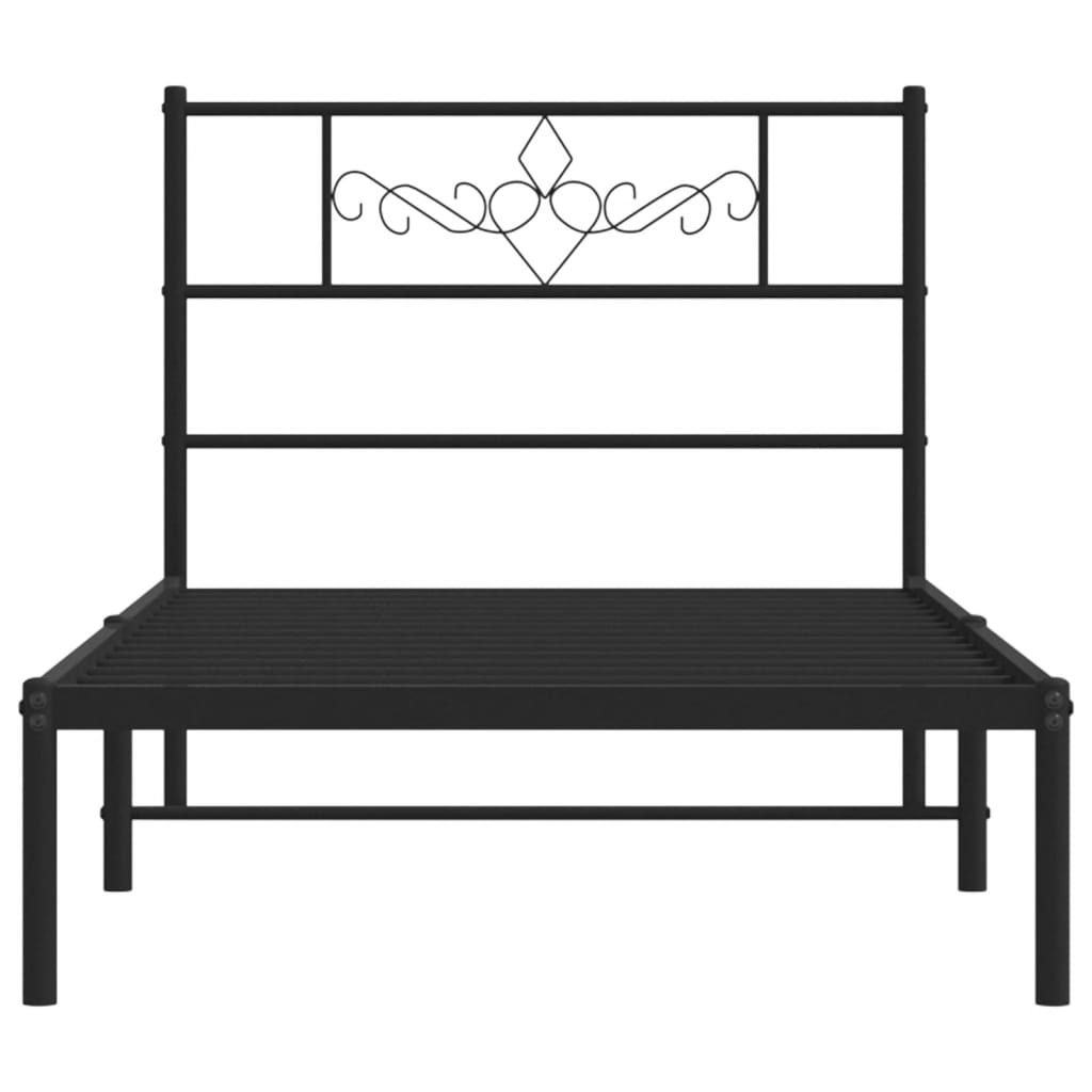 Cadre de lit métal sans matelas avec tête de lit noir 90x200 cm