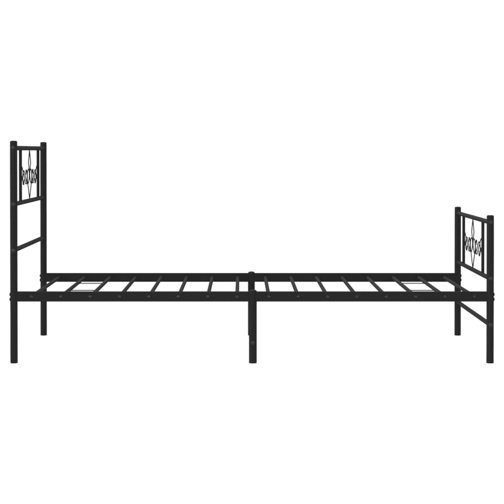 Cadre de lit métal sans matelas avec pied de lit noir 90x200 cm