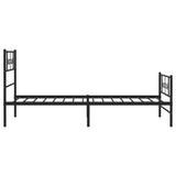 Cadre de lit métal sans matelas avec pied de lit noir 90x200 cm