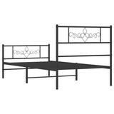 Cadre de lit métal sans matelas avec pied de lit noir 90x200 cm