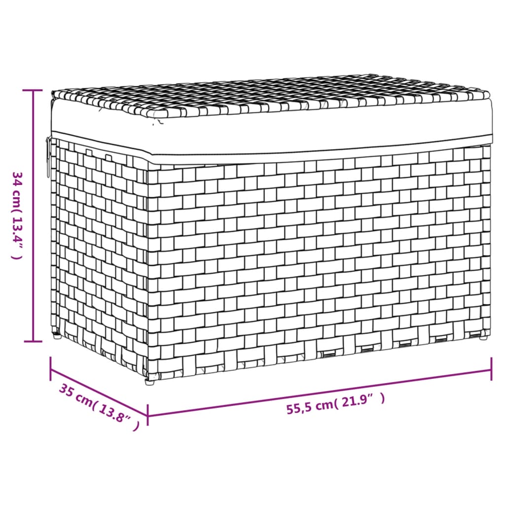 Panier à linge avec couvercle marron foncé résine tressée