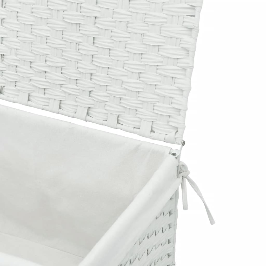 Panier à linge avec couvercle blanc 55,5x35x34cm résine tressée