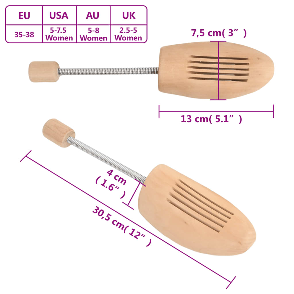 Schuhspanner 2 Paar EU 35-38 aus massivem Lotusholz