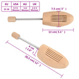 Schuhspanner 2 Paar EU 35-38 aus massivem Lotusholz