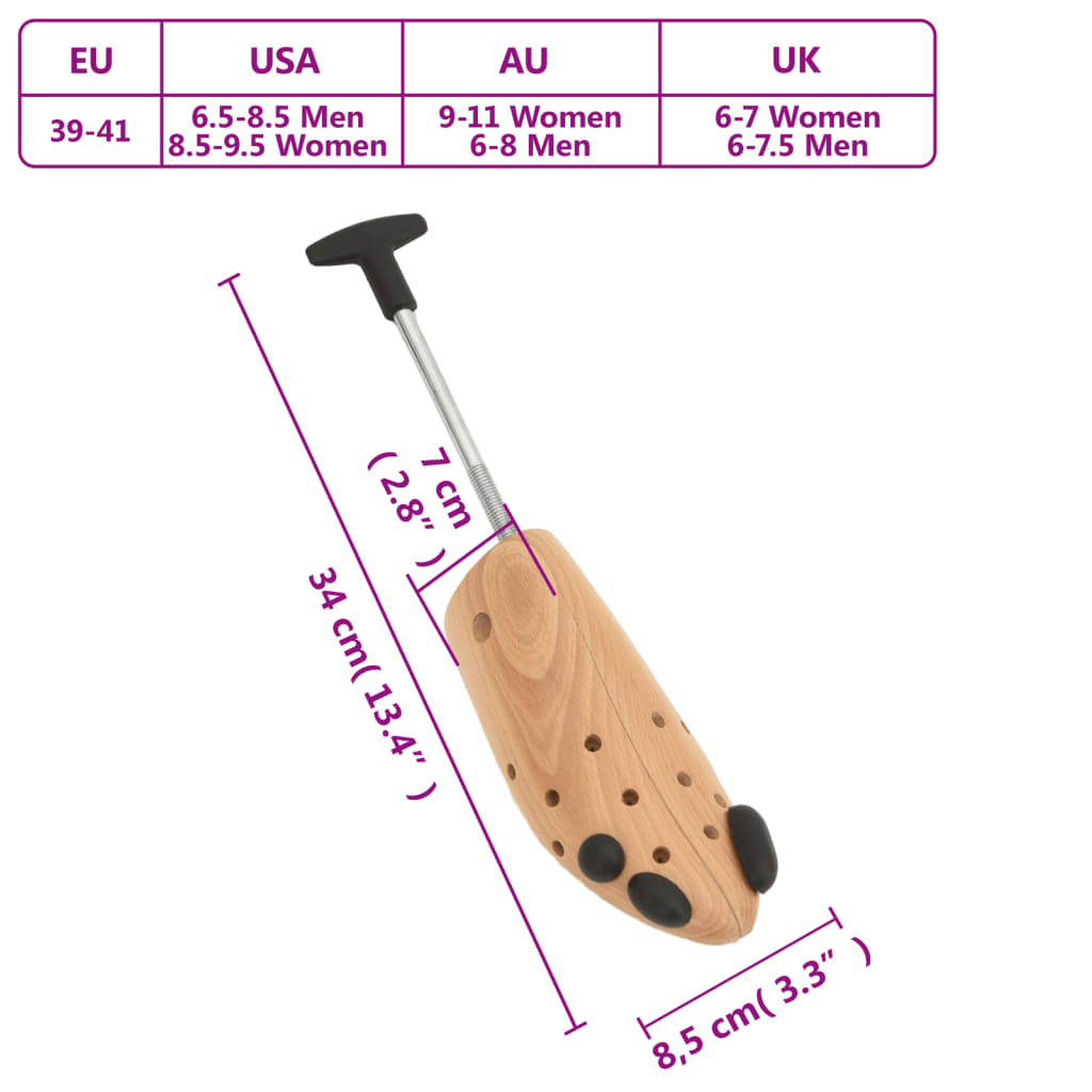 Tendeurs de chaussures EU 39-41 bois massif de hêtre