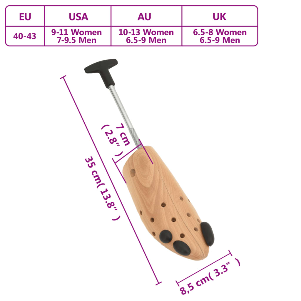 Tendeurs de chaussures EU 40-43 bois massif de hêtre