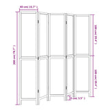 Trennwand 5 Paneele aus weißem massivem Paulownia-Holz
