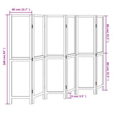 Cloison de séparation 6 panneaux blanc bois de paulownia massif