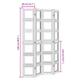 4-panel partition wall in white solid paulownia wood