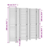 Cloison de séparation 6 panneaux noir bois de paulownia massif
