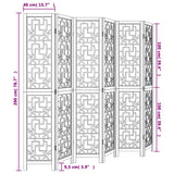 Trennwand 6 braune Paneele aus massivem Paulownia-Holz