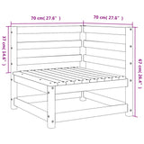 Canapé d'angle de jardin cire marron 70x70x67cm bois pin massif