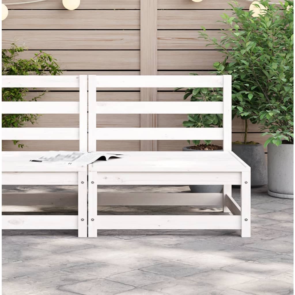 Garden sofa without armrests white solid pine wood