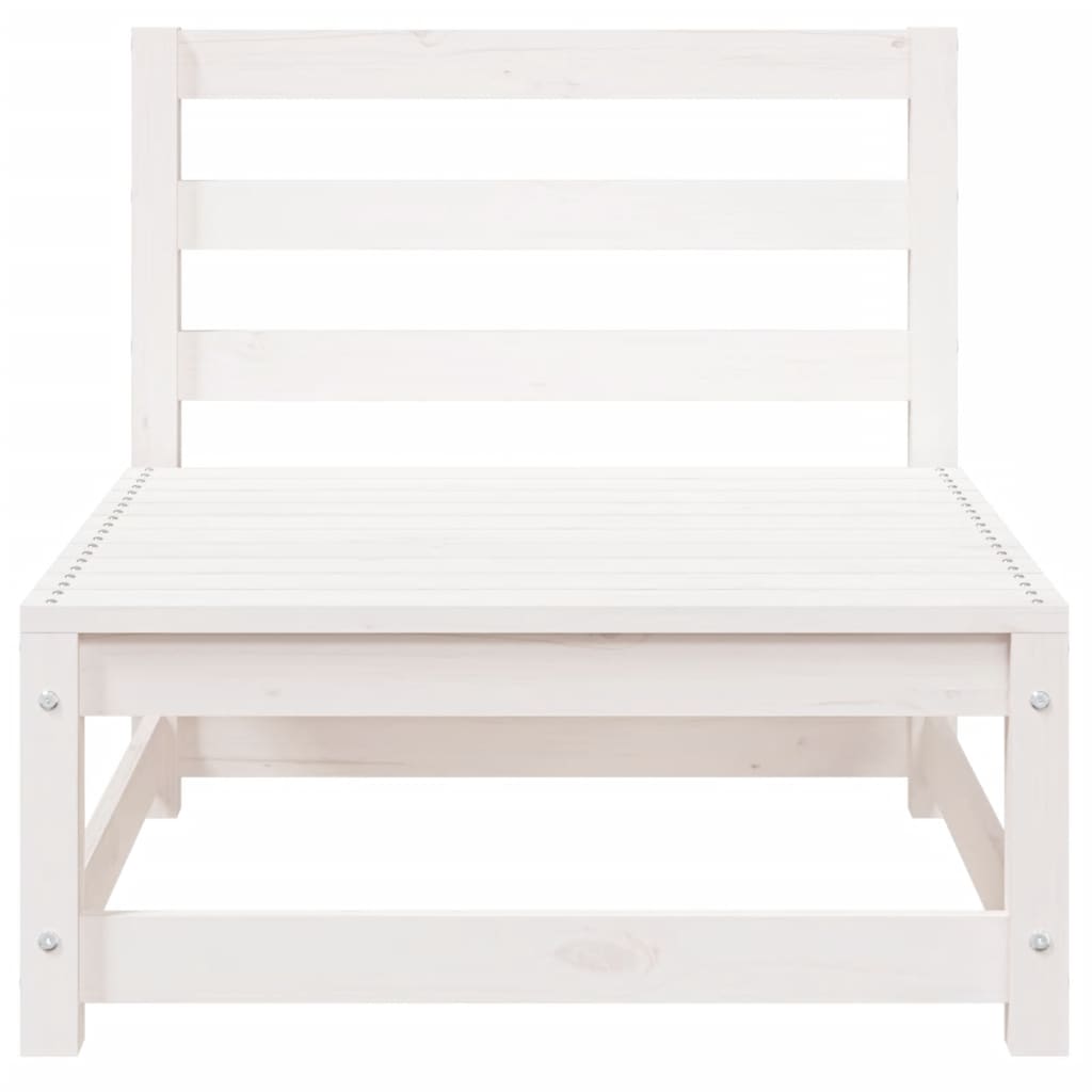 Garden sofa without armrests white solid pine wood