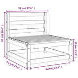 Garden sofa without armrests white solid pine wood