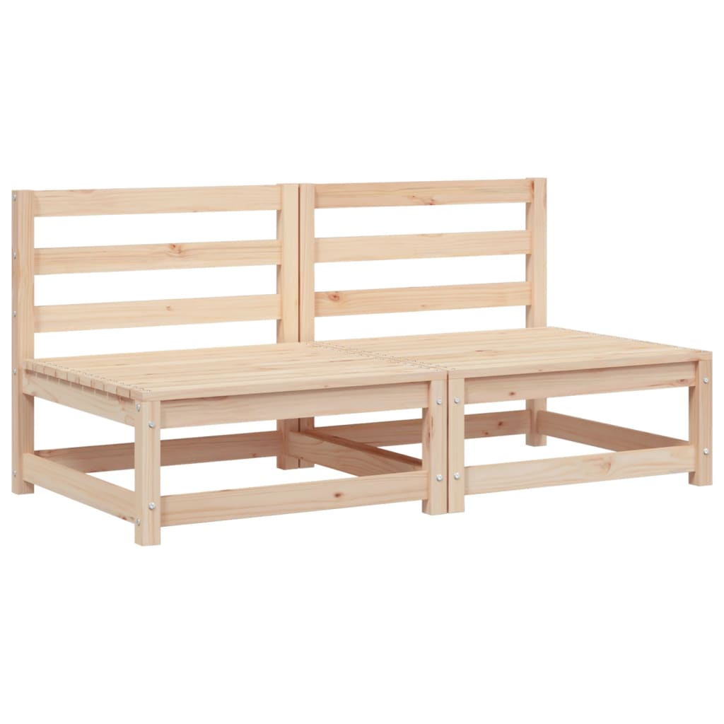 Garden sofas without armrests 2 pcs white solid pine wood