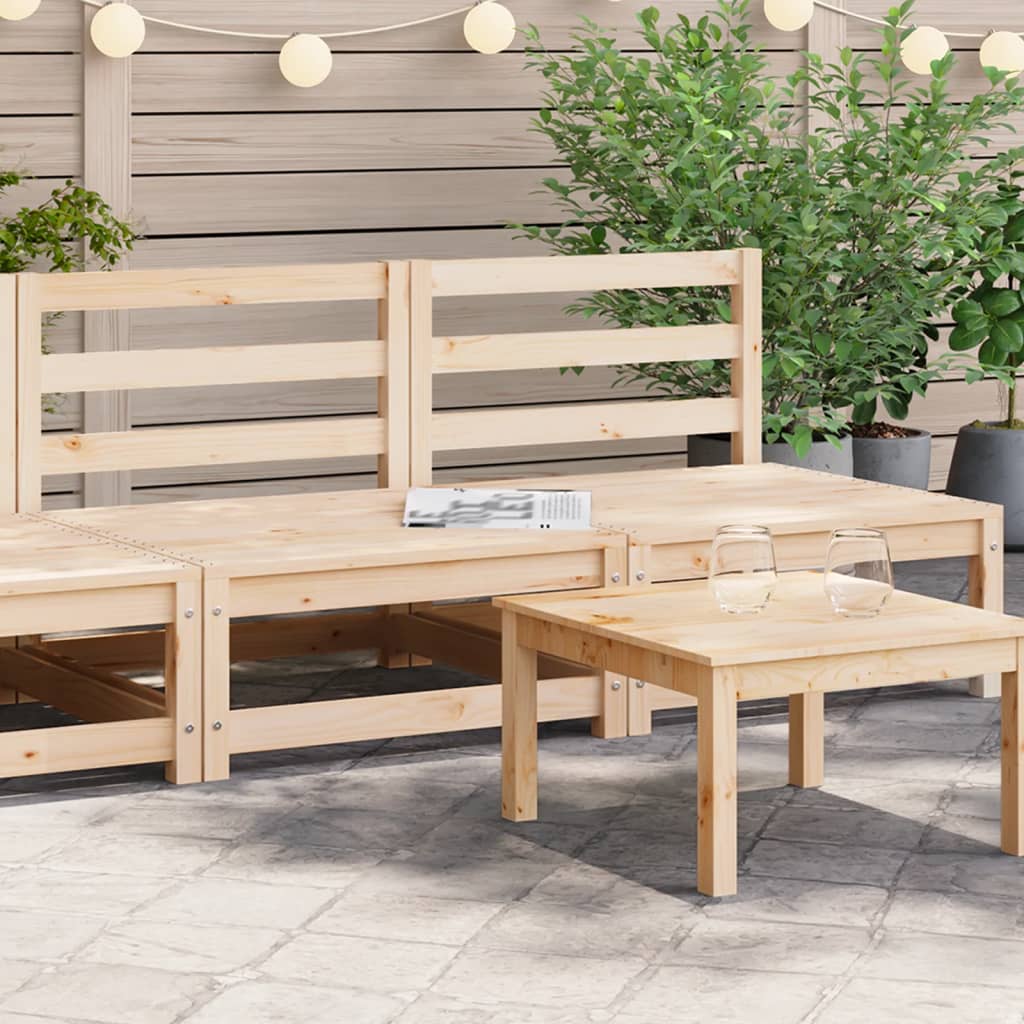 Garden sofas without armrests 2 pcs white solid pine wood