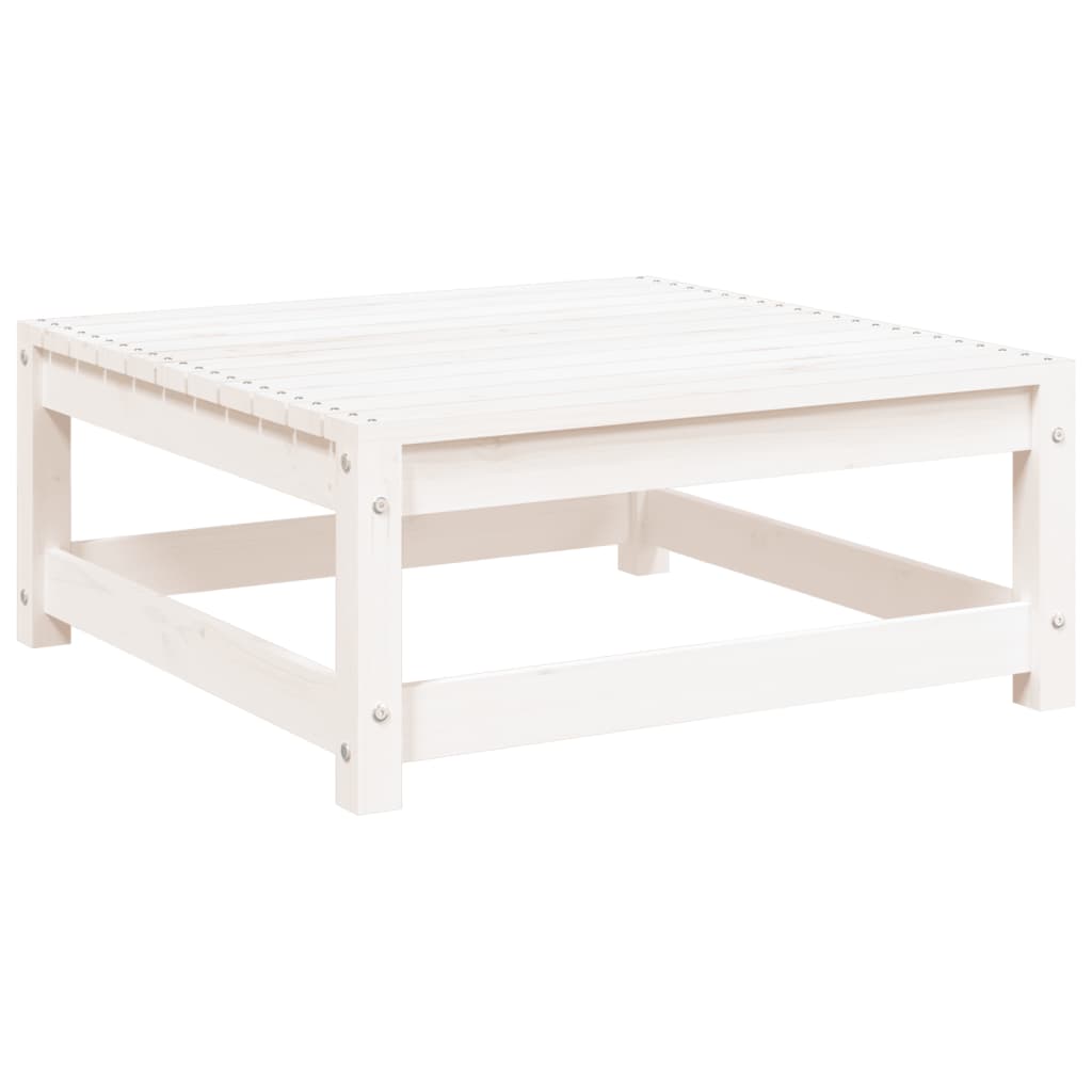 Repose-pied de jardin blanc 70x70x30 cm bois de pin massif